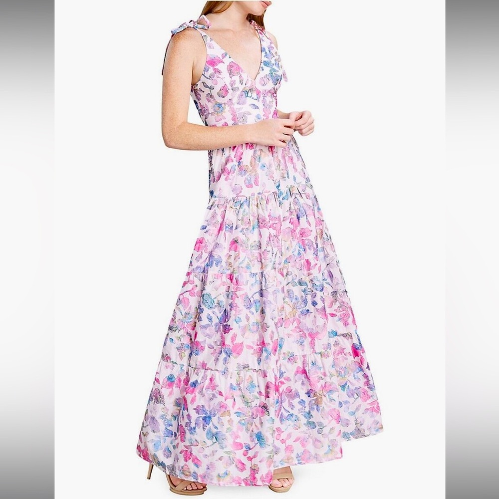 NWT Dress The Population Pearl Floral Cotton Maxi Dress